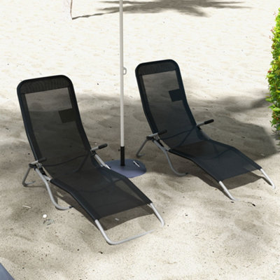 Outsunny Set of 2 Outdoor Recliner Portable Lounge Chairs Adjustable Backrest - 9