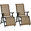Outsunny Set Of 2 Outdoor Sun Recliner Loungers with Adjustable Footrest, Beige