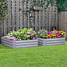 Outsunny Set of 2 Raised Garden Bed Galvanized Planter Box Easy Quick Setup