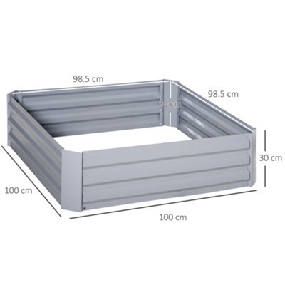 Outsunny Set of 2 Raised Garden Bed Galvanized Planter Box Easy Quick Setup - 3