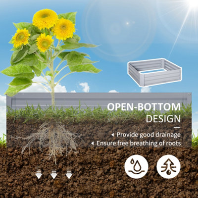 Outsunny Set of 2 Raised Garden Bed Galvanized Planter Box Easy Quick Setup - 7