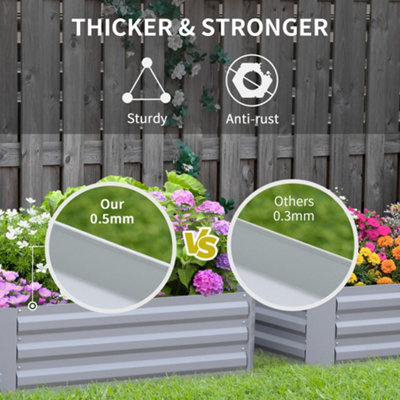 Outsunny Set of 2 Raised Garden Bed Galvanized Planter Box Easy Quick Setup - 4