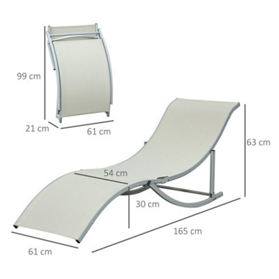 Outsunny Set of 2 S-shaped Foldable Lounge Chair Sun Lounger Reclining Outdoor Chair for Patio Beach Garden Beige - 3