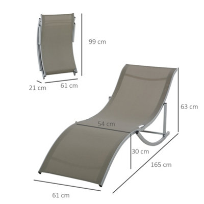 Outsunny Set of 2 S-shaped Foldable Lounge Chair Sun Lounger Reclining Outdoor Chair for Patio Beach Garden Light Grey - 3