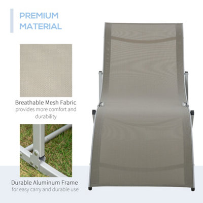 Outsunny Set of 2 S-shaped Foldable Lounge Chair Sun Lounger Reclining Outdoor Chair for Patio Beach Garden Light Grey - 4