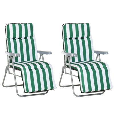 Outsunny Set of 2 Sun Lounger Reclining Chairs Garden Relaxer Recliner Cushioned