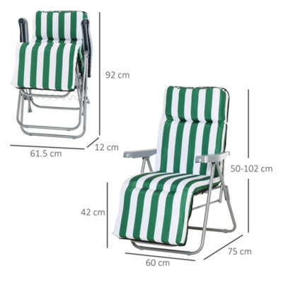 Outsunny Set of 2 Sun Lounger Reclining Chairs Garden Relaxer Recliner Cushioned - 3