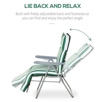 Outsunny Set of 2 Sun Lounger Reclining Chairs Garden Relaxer Recliner Cushioned - 6