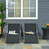 Outsunny Set of 2 Zero Gravity Lounge Chair Recliners Sun Lounger Black