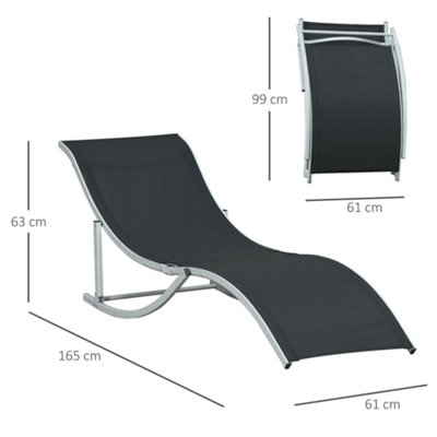 Outsunny Set of 2 Zero Gravity Lounge Chair Recliners Sun Lounger Black - 3