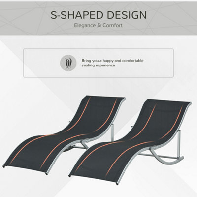 Outsunny Set of 2 Zero Gravity Lounge Chair Recliners Sun Lounger Black - 7