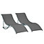 Outsunny Set of 2 Zero Gravity Lounge Chair Recliners Sun Lounger Dark Grey