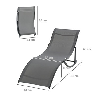 Outsunny Set of 2 Zero Gravity Lounge Chair Recliners Sun Lounger Dark Grey - 3