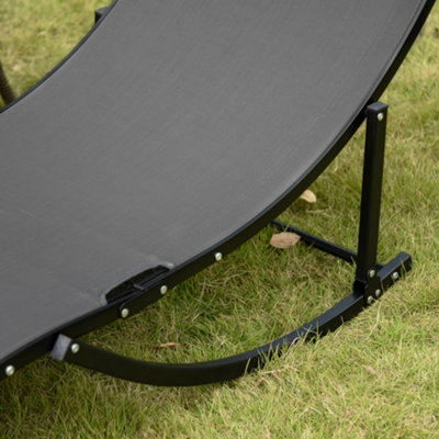 Outsunny Set of 2 Zero Gravity Lounge Chair Recliners Sun Lounger Dark Grey - 9