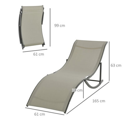 Outsunny Set of 2 Zero Gravity Lounge Chair Recliners Sun Lounger Khaki - 3