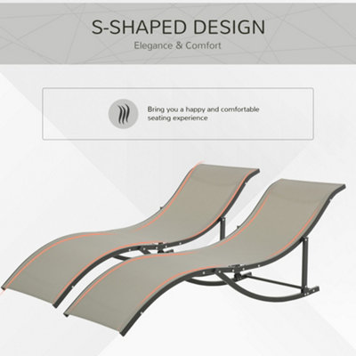 Outsunny Set of 2 Zero Gravity Lounge Chair Recliners Sun Lounger Khaki - 5
