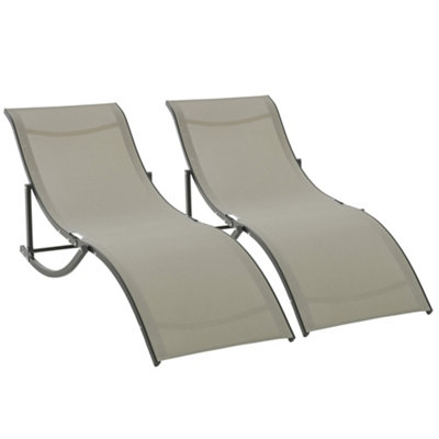 Outsunny Set of 2 Zero Gravity Lounge Chair Recliners Sun Lounger Khaki - 8