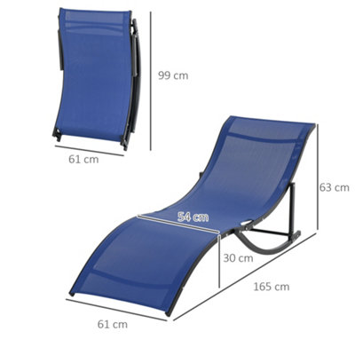 Outsunny Set of 2 Zero Gravity Lounge Chair Recliners Sun Lounger Navy Blue - 3