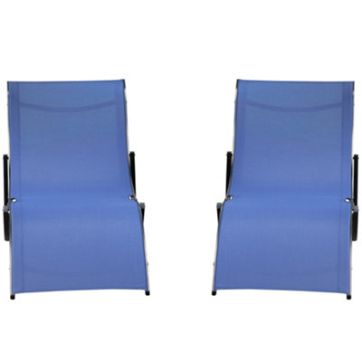 Outsunny Set of 2 Zero Gravity Lounge Chair Recliners Sun Lounger Navy Blue - 8