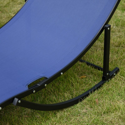 Outsunny Set of 2 Zero Gravity Lounge Chair Recliners Sun Lounger Navy Blue - 9