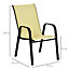 Outsunny Set of 4 Garden Dining Chair Outdoor with High Back Armrest Beige