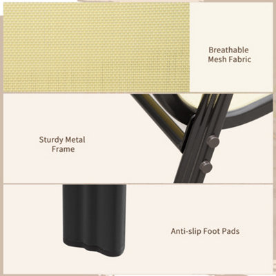 Outsunny Set of 4 Garden Dining Chair Outdoor with High Back Armrest Beige - 4