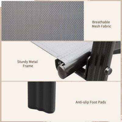 Outsunny Set of 4 Garden Dining Chair Outdoor with High Back Armrest Grey - 4