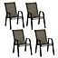 Outsunny Set of 4 Garden Dining Chair Set Outdoor w/ High Back Armrest Brown