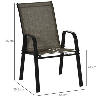 Outsunny Set of 4 Garden Dining Chair Set Outdoor w/ High Back Armrest Brown - 3