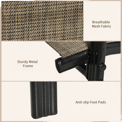 Outsunny Set of 4 Garden Dining Chair Set Outdoor w/ High Back Armrest Brown - 6