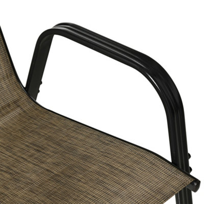 Outsunny Set of 4 Garden Dining Chair Set Outdoor w/ High Back Armrest Brown - 9