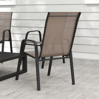 Outsunny Set of 4 Garden Dining Chair Set Outdoor w/ High Back Armrest Grey - 8