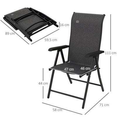 Outsunny Set of 4 Outdoor Rattan Folding Chair Set w/ Adjustable Backrest Grey - 3