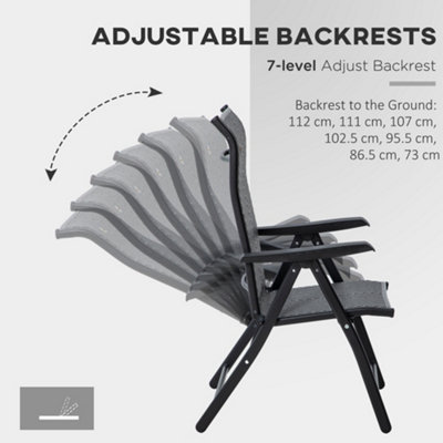 Outsunny Set of 4 Outdoor Rattan Folding Chair Set w/ Adjustable Backrest Grey - 5