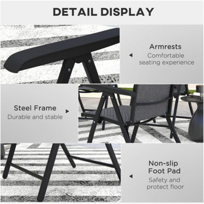 Outsunny Set of 4 Outdoor Rattan Folding Chair Set w/ Adjustable Backrest Grey - 7