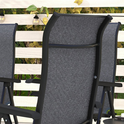 Outsunny Set of 4 Outdoor Rattan Folding Chair Set w/ Adjustable Backrest Grey - 8