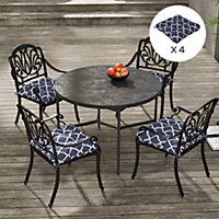 Outsunny Set of 4 Outdoor Seat Cushion with Ties, for Garden Furniture, Blue