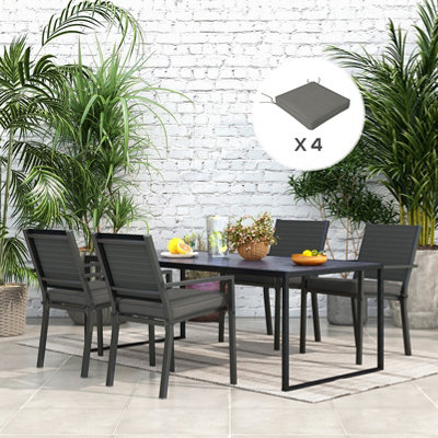 Outsunny Set of 4 Outdoor Seat Cushion with Ties, for Patio Furniture, Grey