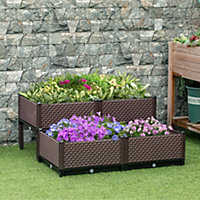 Outsunny Set of 4 Raised Garden Bed Elevated Planter Box for Flower, Vegetables