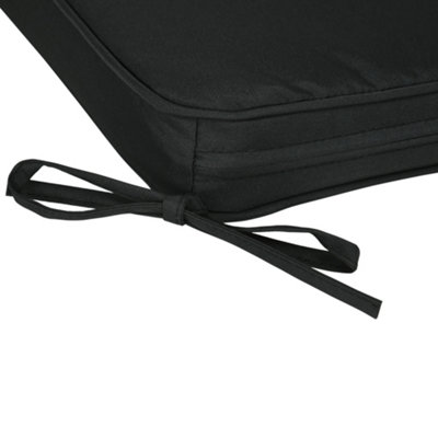 Outsunny Set of 6 Chair Cushion Seat Pads Dining Chair w/ Straps Indoor Outdoor Removable Tie On Garden Patio Black - 8