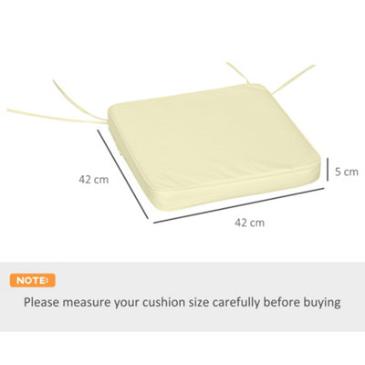 Outsunny Set of 6 Chair Cushion Seat Pads Dining Chair w/ Straps Indoor Outdoor Removable Tie On Garden Patio Cream White - 3
