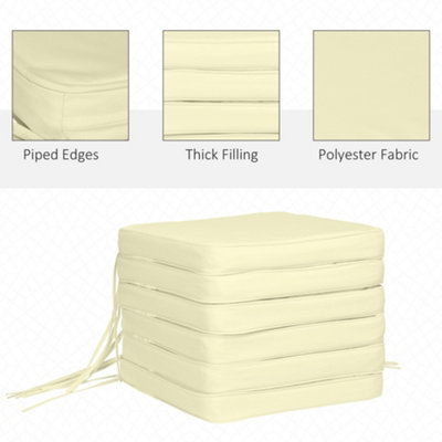 Outsunny Set of 6 Chair Cushion Seat Pads Dining Chair w/ Straps Indoor Outdoor Removable Tie On Garden Patio Cream White - 4