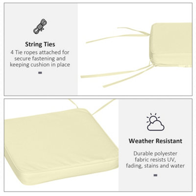 Outsunny Set of 6 Chair Cushion Seat Pads Dining Chair w/ Straps Indoor Outdoor Removable Tie On Garden Patio Cream White - 5