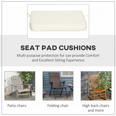 Outsunny Set of 6 Chair Cushion Seat Pads Dining Chair w/ Straps Indoor Outdoor Removable Tie On Garden Patio Cream White - 6