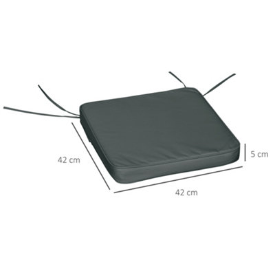Outsunny Set of 6 Chair Cushion Seat Pads Dining Chair w/ Straps Indoor Outdoor Removable Tie On Garden Patio Grey - 3