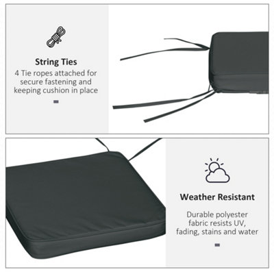 Outsunny Set of 6 Chair Cushion Seat Pads Dining Chair w/ Straps Indoor Outdoor Removable Tie On Garden Patio Grey - 5