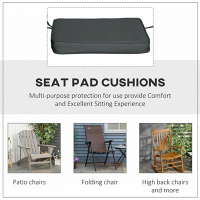 Outsunny Set of 6 Chair Cushion Seat Pads Dining Chair w/ Straps Indoor Outdoor Removable Tie On Garden Patio Grey - 6