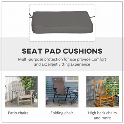 Outsunny Set of 6 Chair Cushion Seat Pads Dining Chair w/ Straps Outdoor Grey
