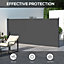 Outsunny Side Awning Retractable, Outdoor Privacy Screen, 400x180cm, Dark Grey