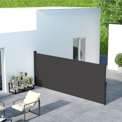 Outsunny Retractable Side Awning, Outdoor Privacy Screen, 400x180cm, Khaki main image 1